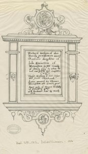 Église de Rugeley (ancienne) - Monument à Richard Weston : tracé à la plume et à l