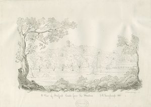 Château de Stafford - Vue est : dessin à la plume et au sépia - John Robert Fernyhough