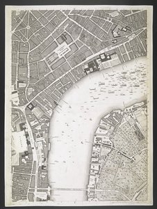 Plan de Londres, The Strand, Westminster bridge, Plan des villes de Londres et Westminster, et du borough de Southwark; : avec les bâtiments contigus; D