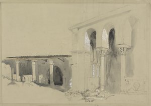 La Grande Place à Torcello, 1850 (plume, encre et lavis sur graphite avec gouache sur papier vélin brun) - John Ruskin