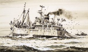 Un navire de pêche soviétique en mer du Nord