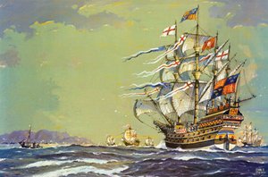 Henri Grace A Dieu, ou le Grand Harry (lithographie couleur)