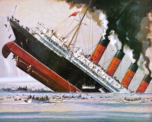 Naufrage du Lusitania en mai 1915 (lithographie) - John S. Smith