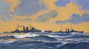 Les croiseurs britanniques HMS Exeter et HMS York (gouache sur papier) - John S. Smith