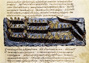 Une flotte russe, miniature de "Synopsis historiarum", vers 1126-1150 - John Scylitzes