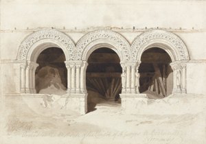 Arches du côté ouest du cloître de St. Georges de Boscherville, près de Rouen, Normandie, c.1818 - John Sell Cotman