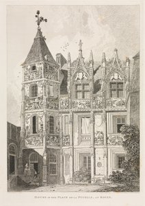 Antiquités architecturales de Normandie Vol. II, Pl. 64 : Maison sur la Place de la Pucelle, à Rouen - John Sell Cotman