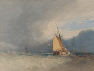 Bateaux au large de la côte, tempête approchant - John Sell Cotman