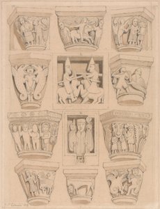 Chapiteaux et bas-reliefs A & B dans l