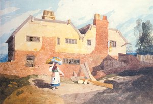 Cottages avec une blanchisseuse (Elm Hill, Norwich) c.1808-9 - John Sell Cotman