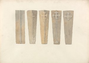 Études de cinq couvercles de cercueils provenant d