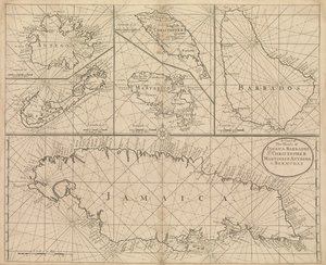 Carte de la Jamaïque, de la Barbade, de Saint-Christophe, de la Martinique, d