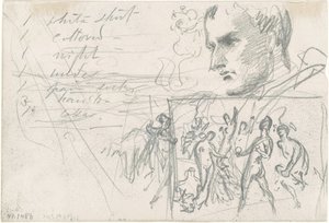 Tête napoléonienne et Jugement de Paris [verso], vers 1871-1872