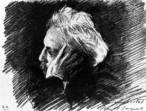 Portrait de Gabriel Fauré (1845 - 1924), compositeur français. Fusain par son ami John Singer Sargent (1898). - John Singer Sargent