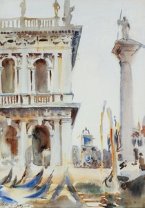 Le coin de la Libreria, avec la colonne de Saint-Théodore, Venise - John Singer Sargent