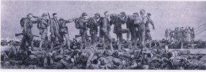 Le poste de secours. Victimes du gaz moutarde, de British Adventure publié par Collins, 1947 - John Singer Sargent