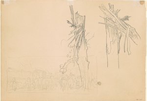 Deux arbres brisés; et étude pour "La Route" [verso] - John Singer Sargent