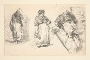 Deux figures debout et une tête - John Singer Sargent