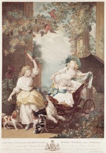 Princesses Mary (1776-1857), Sophia (1777-1848) et Amelia (1783-1810), filles de George III (gravure de Francesco Bartolozzi) - John Singleton Copley