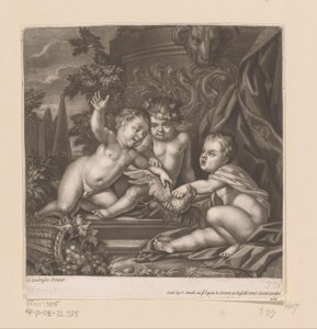 Trois cupidons avec un oiseau - attributed to John Smith