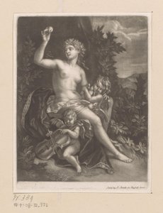 Vénus avec une pomme et deux cupidons avec un violon et des colombes - John Smith