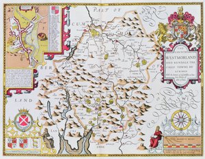 Le Comté de Westmorland, gravé par Jodocus Hondius (1563-1612) d