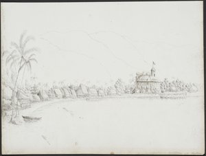 Vue de Papeete depuis le port, novembre 1845