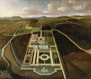 Vue sud de Hampton Court, Herefordshire, vers 1705 - John Stevens