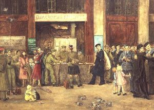 Le vestiaire des forces à la gare de Waterloo - John Stewart Clark