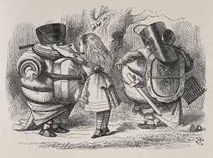 Alice habillant Tweedledee et Tweedledum - John Tenniel