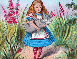 Alice tenant un cochon dans ses bras, c1910