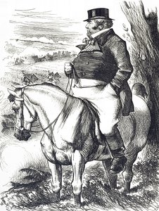 Caricature représentant John Bull observant les manœuvres d