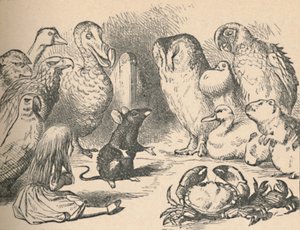 Illustration pour le chapitre une Course de Caucus et une longue queue. Alice et diverses créatures