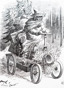 Le Père Noël traversant la neige. Par John Tenniel (1820-1914) un illustrateur anglais, humoriste graphique et caricaturiste politique - John Tenniel