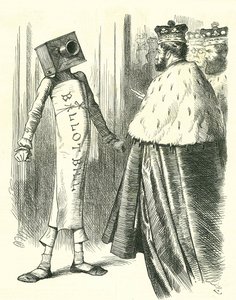Le projet de loi sur le scrutin face à la Chambre des Lords. Caricature de John Tenniel de Punch, Londres, 20 juillet 1872