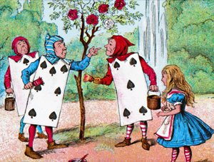 Les cartes à jouer peignant les rosiers, vers 1910