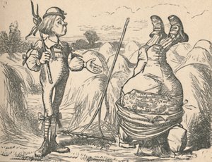 Le jeune homme parlant à son père, qui fait le poirier, 1889 - John Tenniel