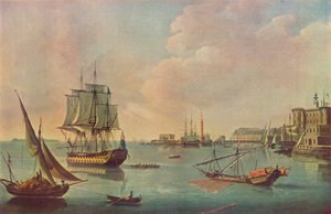 Navires de guerre anglais dans le port de Malte, vers 1805 - John Thomas Serres
