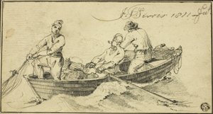 Trois pêcheurs dans un bateau - John Thomas Serres