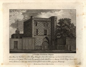 Une porte curieuse en briques variées appelée St John Gate, la plus ancienne maison de Stepney - John Thomas Smith
