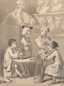 Hogarth posant pour Roubiliac pour son buste - John Thomas Smith