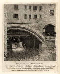 Vue intérieure de la Porte des Traîtres, entrée principale de la Tour de Londres depuis la Tamise - John Thomas Smith