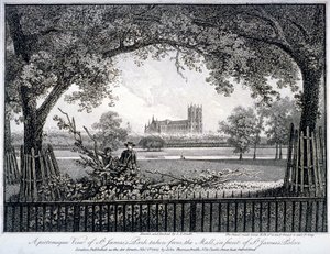 St James Park, depuis le Mall devant le Palais de St James, Westminster, Londres - John Thomas Smith