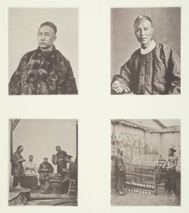 Un gentleman cantonais, un gentleman cantonais, comptant des dollars, filant de la soie, vers 1868