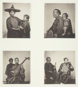 Filles de bateau, une batelière de Canton et son enfant, musiciens - John Thomson