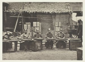 Cueillette de thé à Canton, vers 1868
