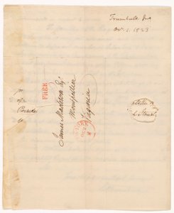 Lettre de John Trumbull (1756-1843) au président Madison datée du 1er octobre 1823 - John Trumbull