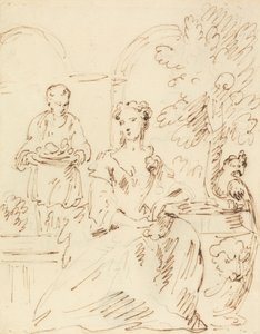 Dame et cacatoès - John Vanderbank