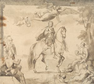 Étude préparatoire pour la décoration "Portrait équestre de George I" - John Vanderbank