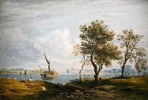 Battersea depuis les rives de la Tamise - John Varley